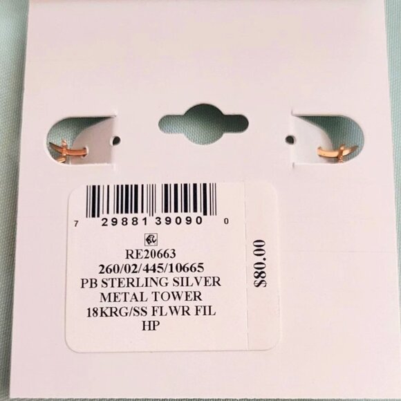 Giani Bernini 18K Rose Gold Sterling Silver Floral Hoop Earrings NWT - Picture 4 of 4